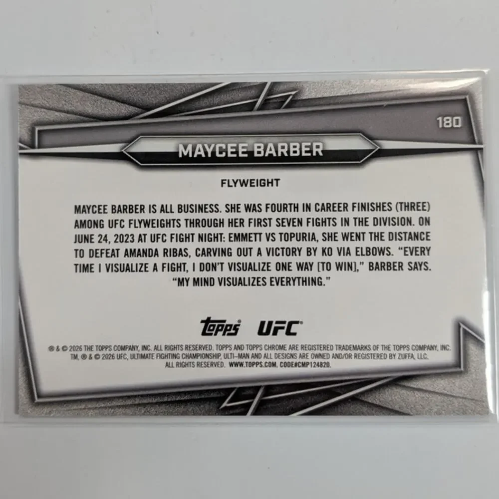 2026 Topps Chrome UFC Maycee Barber #180 Sonar Refractor Hobby Exclusive - Picture 2 of 2